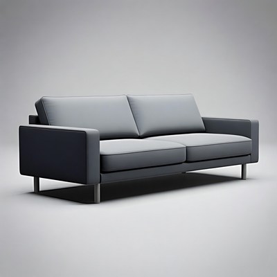 Modern Gray Sofa on White Background