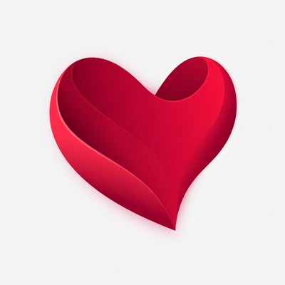 3D Red Paper Heart Icon