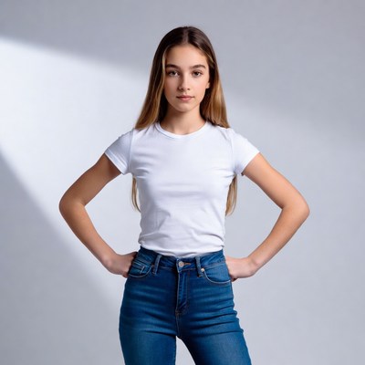 Teen girl hands on hips