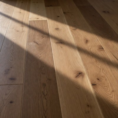 Oak hardwood floor with sunlight shadows