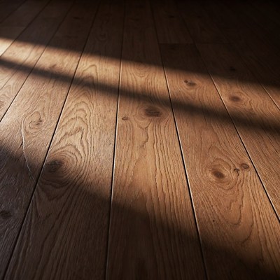 Oak Wood Floor with Sunlight Rays