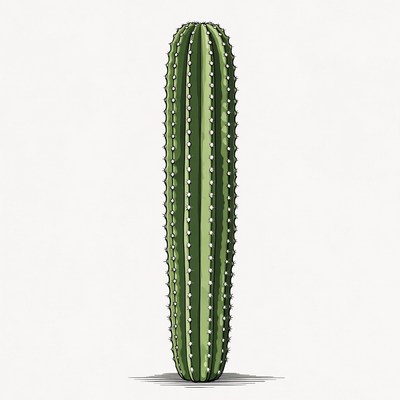 Tall Green Cactus Illustration