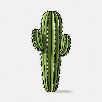 Cartoon Green Cactus Plant