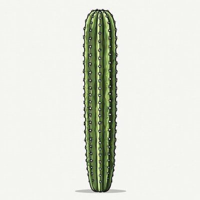 Tall Green Cactus Illustration