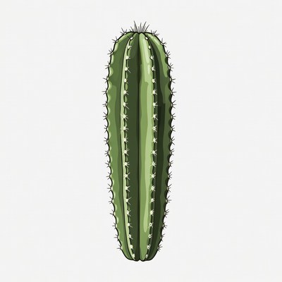 Tall Green Cactus Illustration