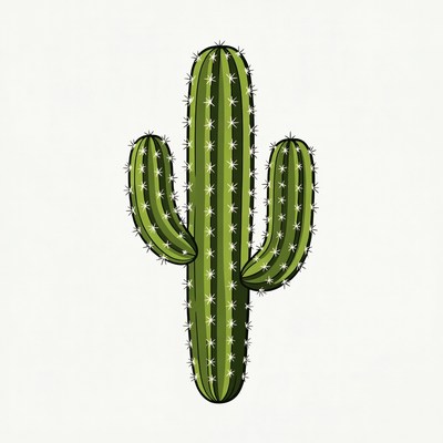 Green Cartoon Cactus Illustration