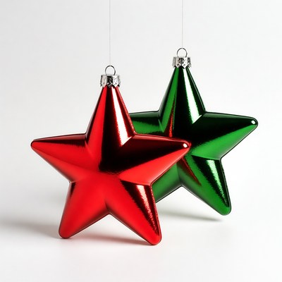 Red and Green Christmas Star Ornaments