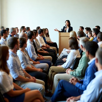 Asian woman speaking at podium