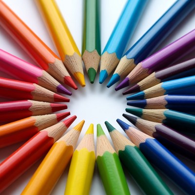 Colorful Crayons Arranged in Circle
