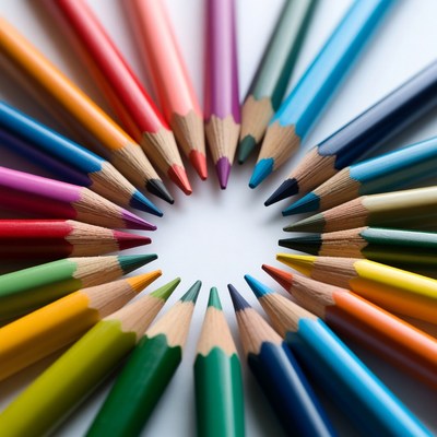 Colorful Pencils Arranged in Circle