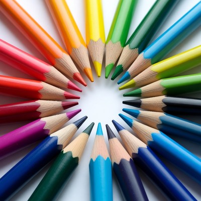 Colorful Crayons Arranged in Circle