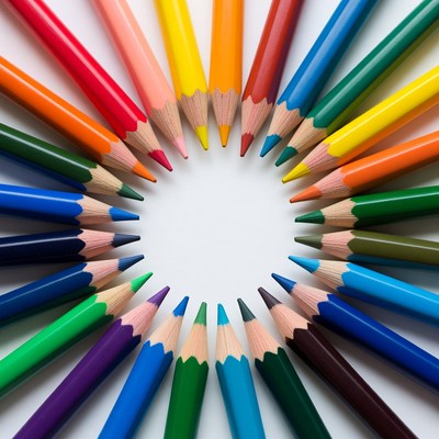 Colorful Crayons Arranged in Circle