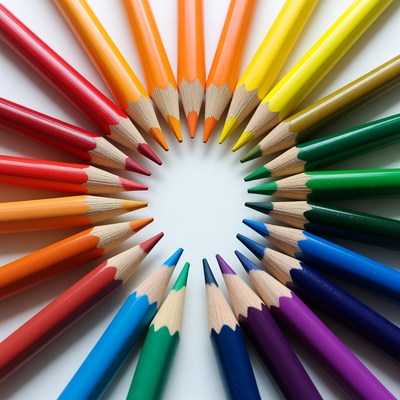 Colorful Pencils Arranged in Circle