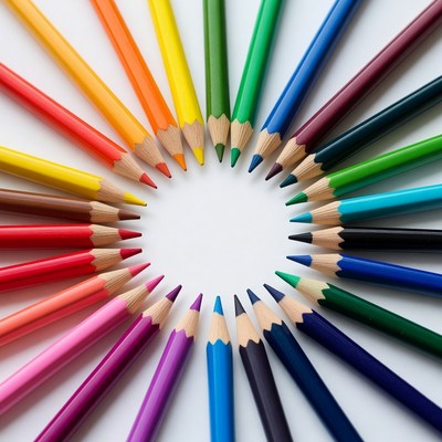 Colorful Pencils Arranged in Circle