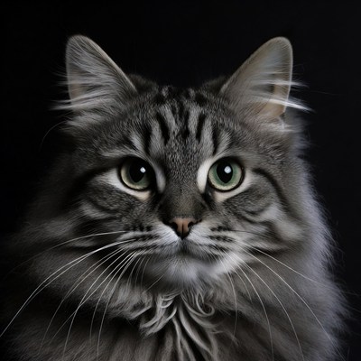 Gray tabby cat with green eyes