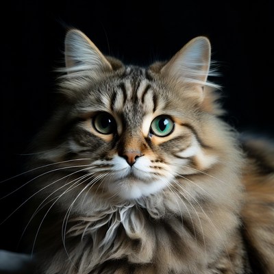 Close-up of tabby cat with green eyes