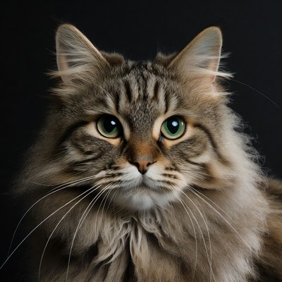 Close-up of tabby cat with green eyes