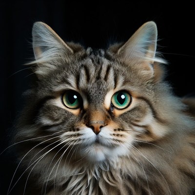Close-up of tabby cat with green eyes