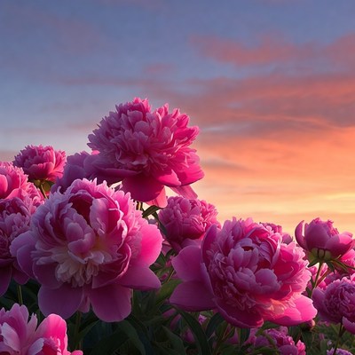 Pink Peonies at Sunset