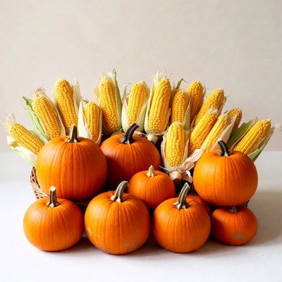Pumpkins and Corn Arrangement