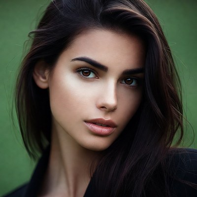 Beautiful woman with long dark hair