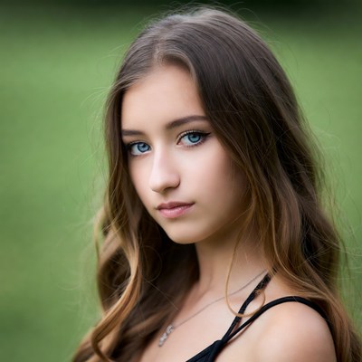 Teen girl with blue eyes outdoors