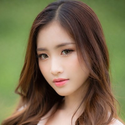 Beautiful Asian woman with brown hair