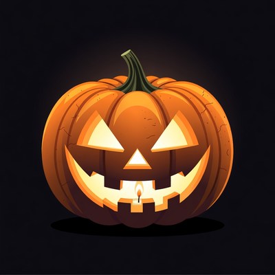 Lit Jack-o'-lantern Pumpkin Illustration