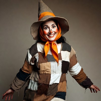 Woman in scarecrow costume