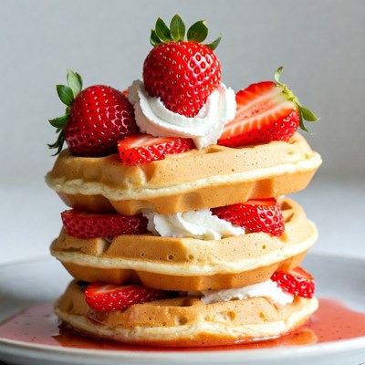 Strawberry Waffles with Whipped Cream