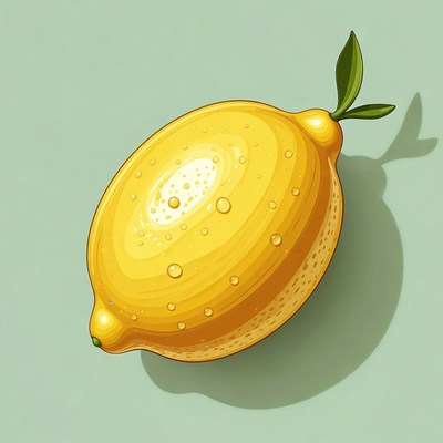 Fresh Lemon with Leaf