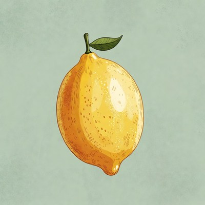 Lemon with leaf illustration