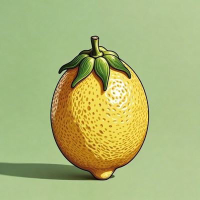 Lemon with green stem