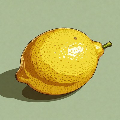 Yellow Lemon with Stem