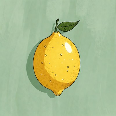 Lemon with leaf illustration