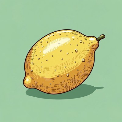 Yellow Lemon on Green Background