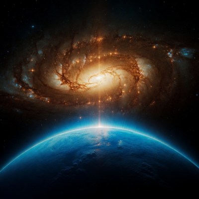 Spiral Galaxy Above Earth
