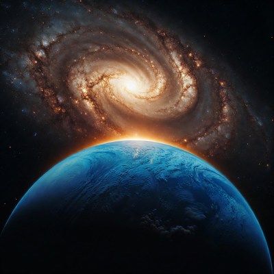 Spiral Galaxy Above Earth
