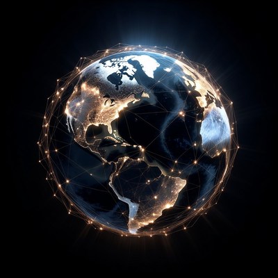 Glowing Earth with Network Grid