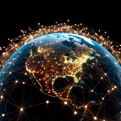 Earth with Global Network Connections