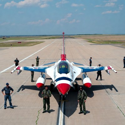 F-16 Fighter Jet with Ground Crew