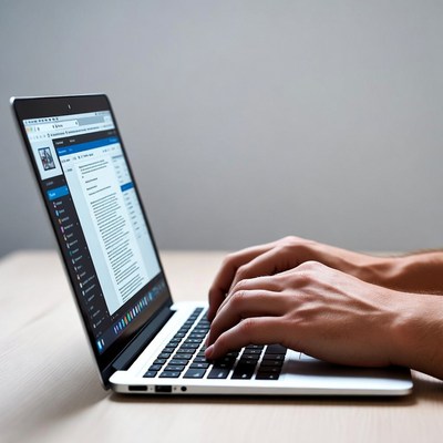 Man typing on laptop