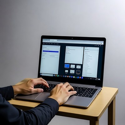 Man typing on laptop computer