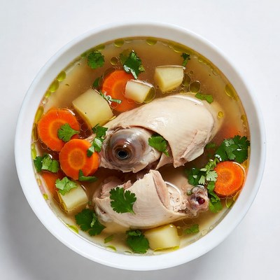 Chicken soup with carrots and potatoes