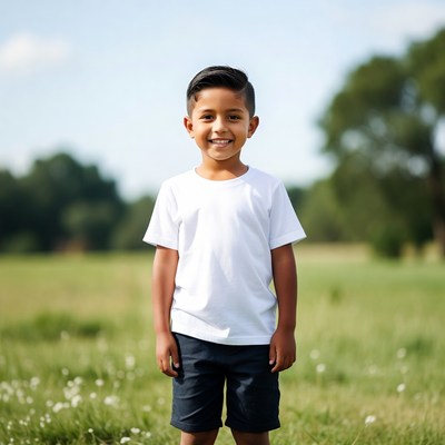 Smiling Latino boy in park