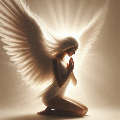 Praying Angel Woman with Wings