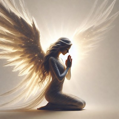 Praying Angel Woman with Wings