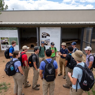 Students touring wildlife rehab center