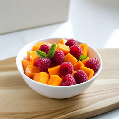Mango and Raspberry Fruit Salad