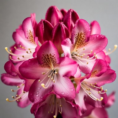 Pink Rhododendron Flowers with Dew